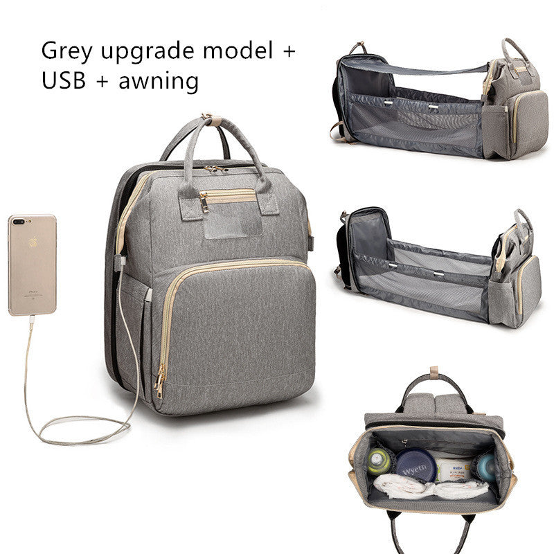 USB Charging Version Mommy Bed Backpack Folding Large Capacity Multi-function - 𝓢𝓱𝓸𝓹𝓵𝓮𝓬𝔂