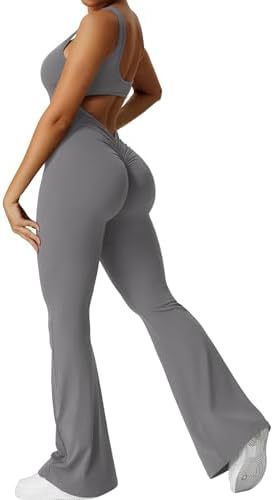 Women Sleeveless Flare Jumpsuits Fitness Yoga Long Pants - 𝓢𝓱𝓸𝓹𝓵𝓮𝓬𝔂