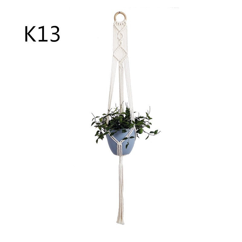 Flower Pot Net Bag Beige Cotton Rope Indoor Plant Hanger Hanging Basket Sling - 𝓢𝓱𝓸𝓹𝓵𝓮𝓬𝔂