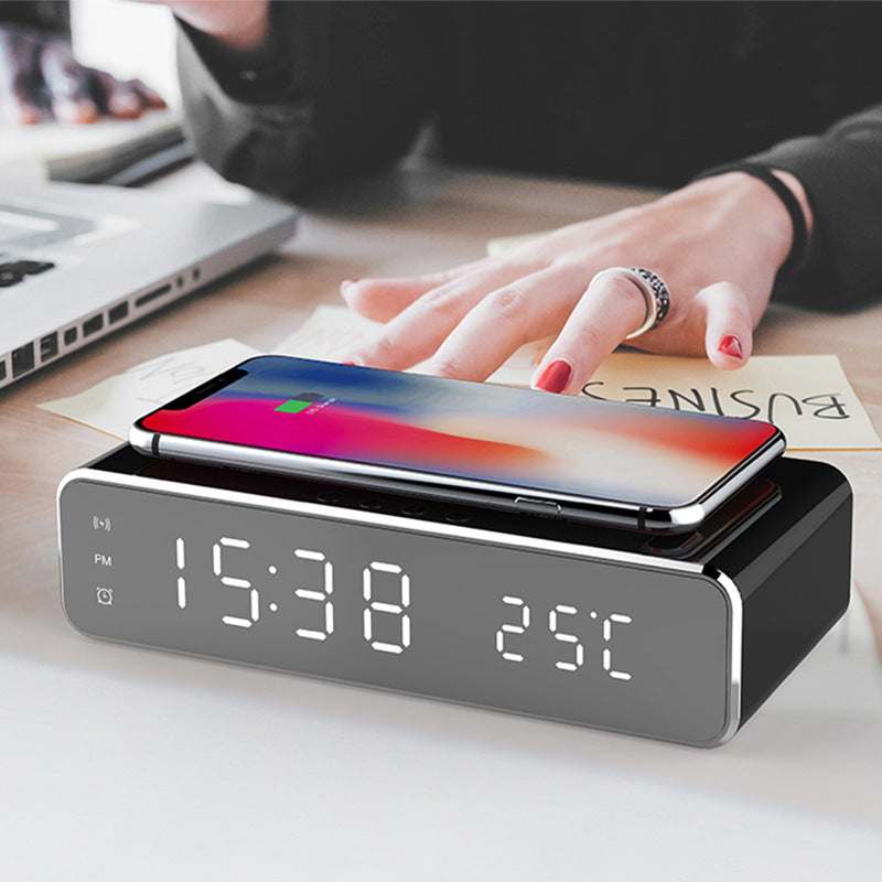 LED Electric Alarm Clock With Wireless Charger Desktop Digital Despertador Thermometer Clock HD Mirror Clock Watch Table Decor - 𝓢𝓱𝓸𝓹𝓵𝓮𝓬𝔂