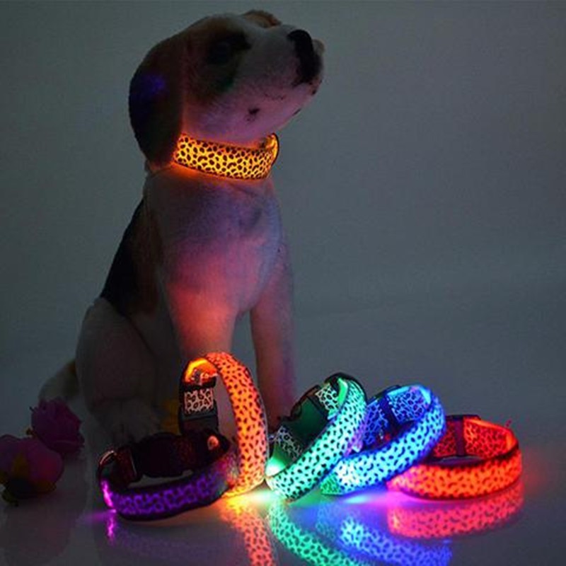 LED Dog Collar Safety Adjustable Nylon Leopard Pet Collar - 𝓢𝓱𝓸𝓹𝓵𝓮𝓬𝔂