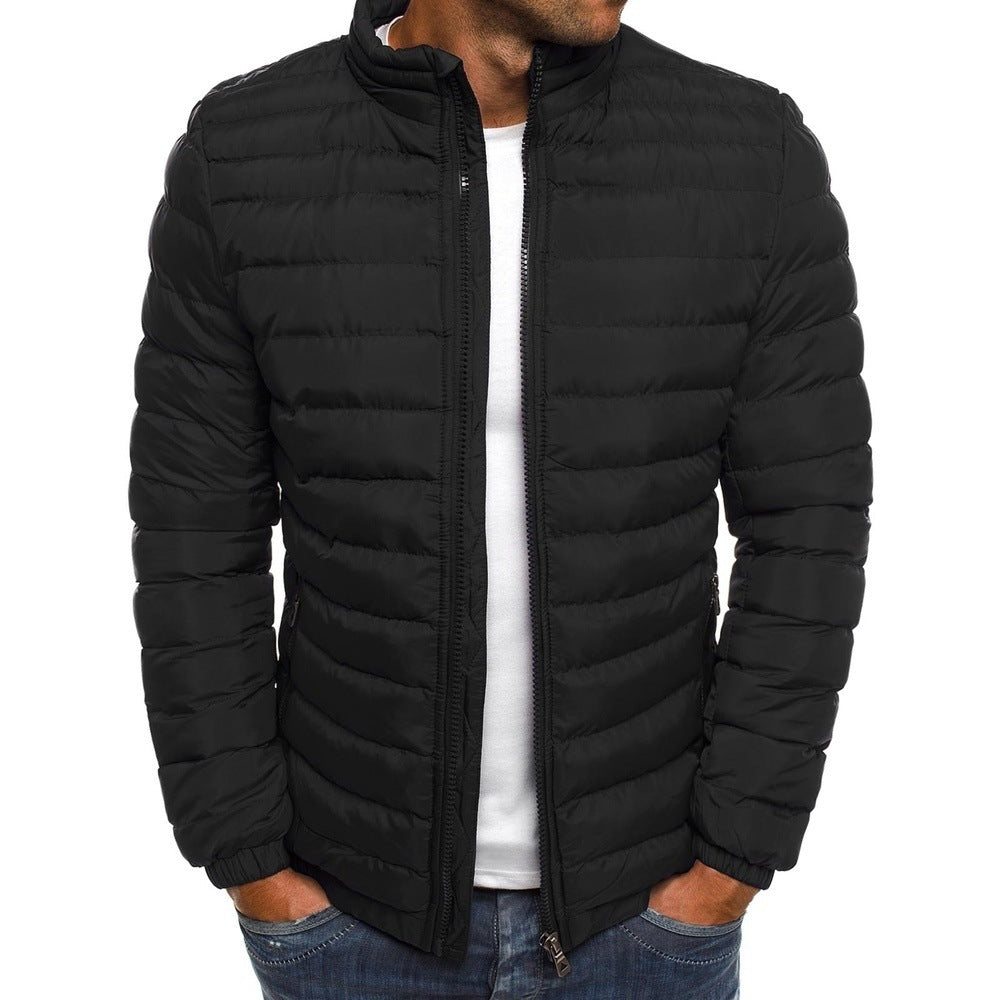 Men Jacket Zipper Solid Color Long Sleeves Pockets Coldproof Autumn Thicken Cotton Padded Overcoat For Outdoor - 𝓢𝓱𝓸𝓹𝓵𝓮𝓬𝔂