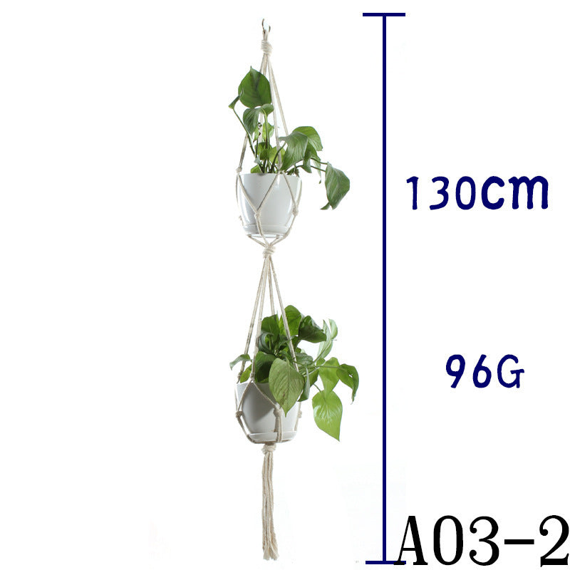 Flower Pot Net Bag Beige Cotton Rope Indoor Plant Hanger Hanging Basket Sling - 𝓢𝓱𝓸𝓹𝓵𝓮𝓬𝔂