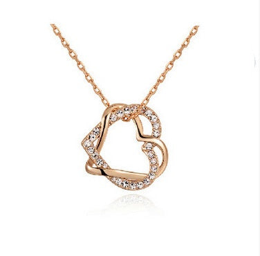 Yiwu Fashion Jewelry Factory Jewelry Customized Double Diamond Heart Necklace Earring Set - 𝓢𝓱𝓸𝓹𝓵𝓮𝓬𝔂