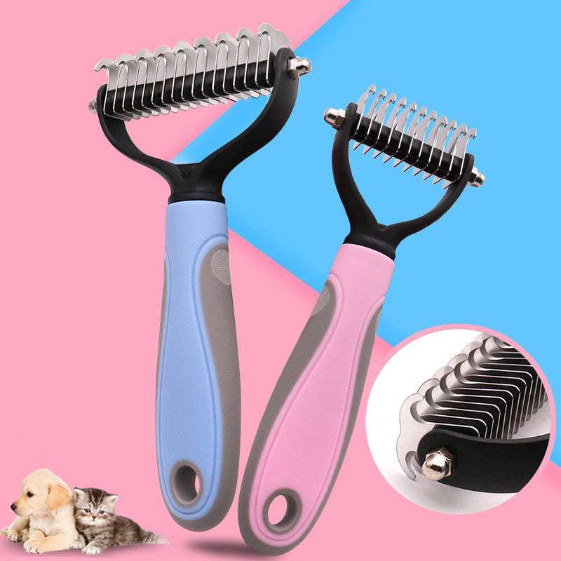 Stainless Double-sided Pet Brush Hair Removal Comb Grooming Dematting Dog Grooming Shedding Tools - 𝓢𝓱𝓸𝓹𝓵𝓮𝓬𝔂