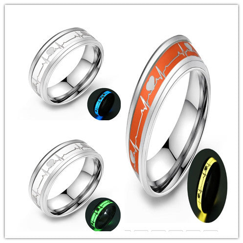 ECG Couple Carbon Fiber Ring Luminous Jewelry - 𝓢𝓱𝓸𝓹𝓵𝓮𝓬𝔂