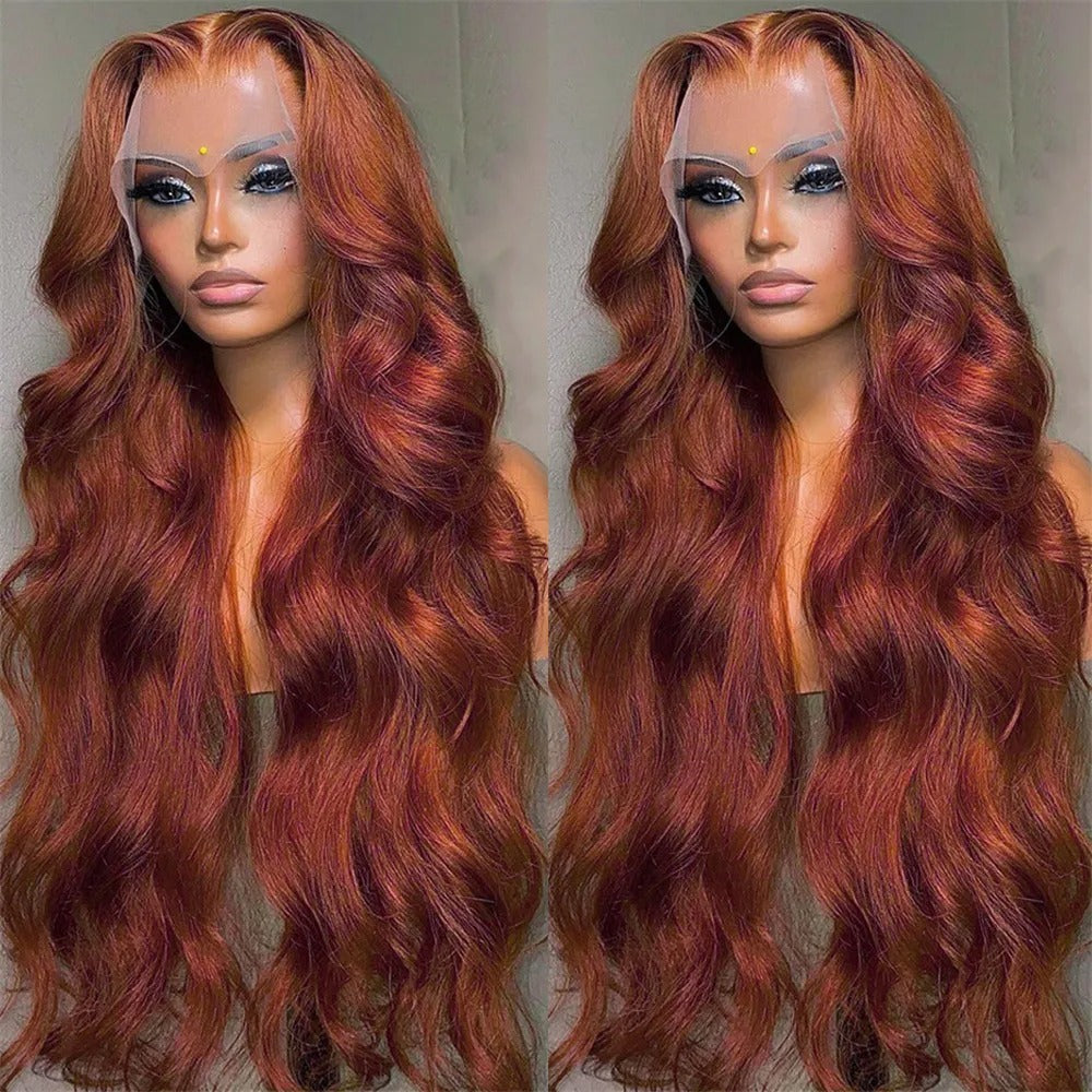 Front Lace Wig Red Long Curly Hair Big Wave - 𝓢𝓱𝓸𝓹𝓵𝓮𝓬𝔂