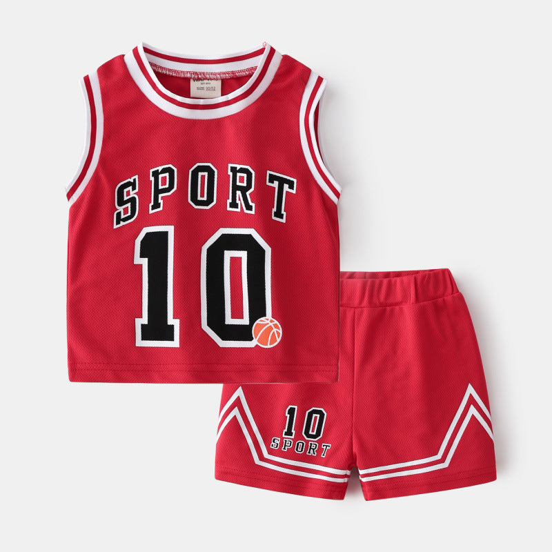 Children's Basketball Clothing Suits Baby Vest Suit Boys Sweatshirt Two-piece Summer Style Tide - 𝓢𝓱𝓸𝓹𝓵𝓮𝓬𝔂