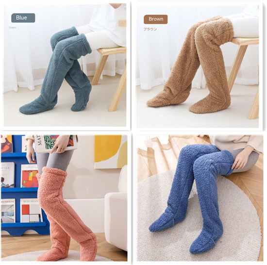 Over Knee High Fuzzy Long Socks Winter Warm Cold Leg Knee Joint Cold-proof Stockings Home Floor Sleeping Socks - 𝓢𝓱𝓸𝓹𝓵𝓮𝓬𝔂