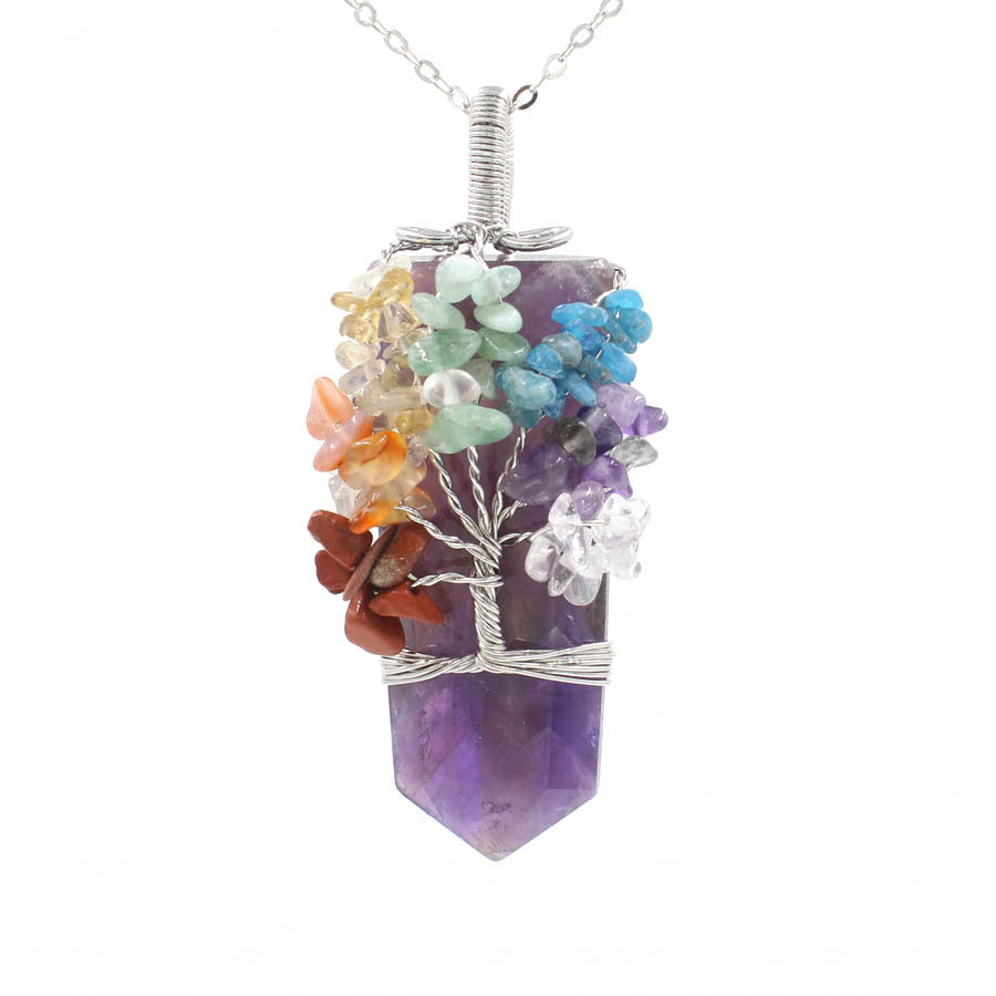 Crystal Column Tree Of Life Winding Pendant Necklace - 𝓢𝓱𝓸𝓹𝓵𝓮𝓬𝔂