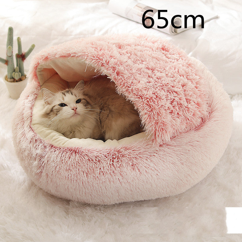 2 In 1 Dog And Cat Bed Pet Winter Bed Round Plush Warm Bed House Soft Long Plush Pets Bed Pet Products - 𝓢𝓱𝓸𝓹𝓵𝓮𝓬𝔂