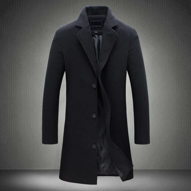 Autumn And Winter New Mens Solid Color Casual Business Woolen Coats - 𝓢𝓱𝓸𝓹𝓵𝓮𝓬𝔂