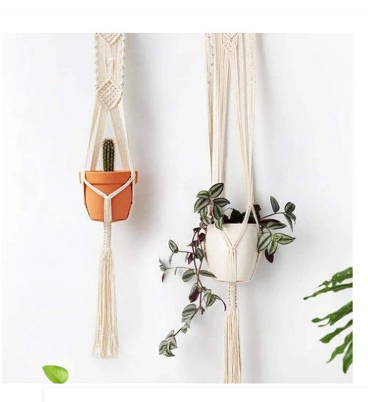 4 Pack - Macrame Plant Hangers & Shelf - 𝓢𝓱𝓸𝓹𝓵𝓮𝓬𝔂