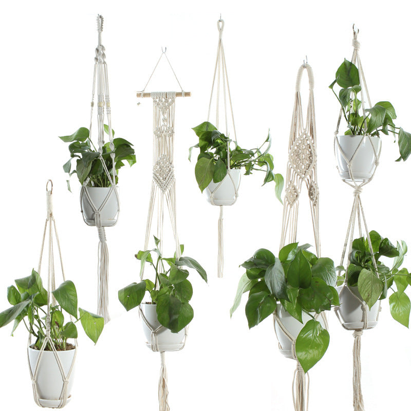 Flower Pot Net Bag Beige Cotton Rope Indoor Plant Hanger Hanging Basket Sling - 𝓢𝓱𝓸𝓹𝓵𝓮𝓬𝔂