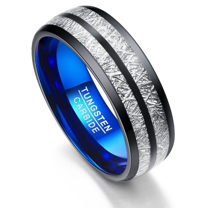 Wedding Band 8mm Width Men Women Rings Accessories Black Blue Tungsten Carbide Rings Couple Anillos Fashion Jewelry - 𝓢𝓱𝓸𝓹𝓵𝓮𝓬𝔂