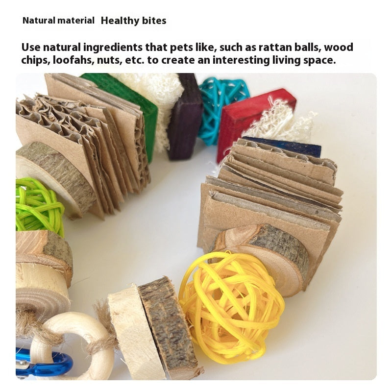 Colorful Wooden Hanging String Rabbit Hamster Molar Vine Bal Parrot Toys - 𝓢𝓱𝓸𝓹𝓵𝓮𝓬𝔂