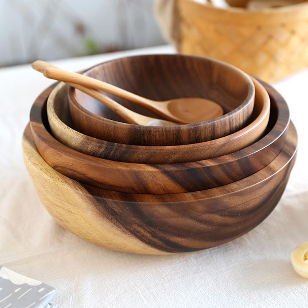 Kitchen Natural Wooden Bowl Household Fruit Bowl Salad Bowl For Home Restaurant Food Container Wooden Utensils Note The Size Hot - 𝓢𝓱𝓸𝓹𝓵𝓮𝓬𝔂