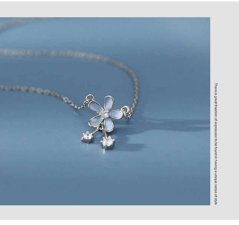S999 Pure Silver Flower Necklace For Women Summer - 𝓢𝓱𝓸𝓹𝓵𝓮𝓬𝔂
