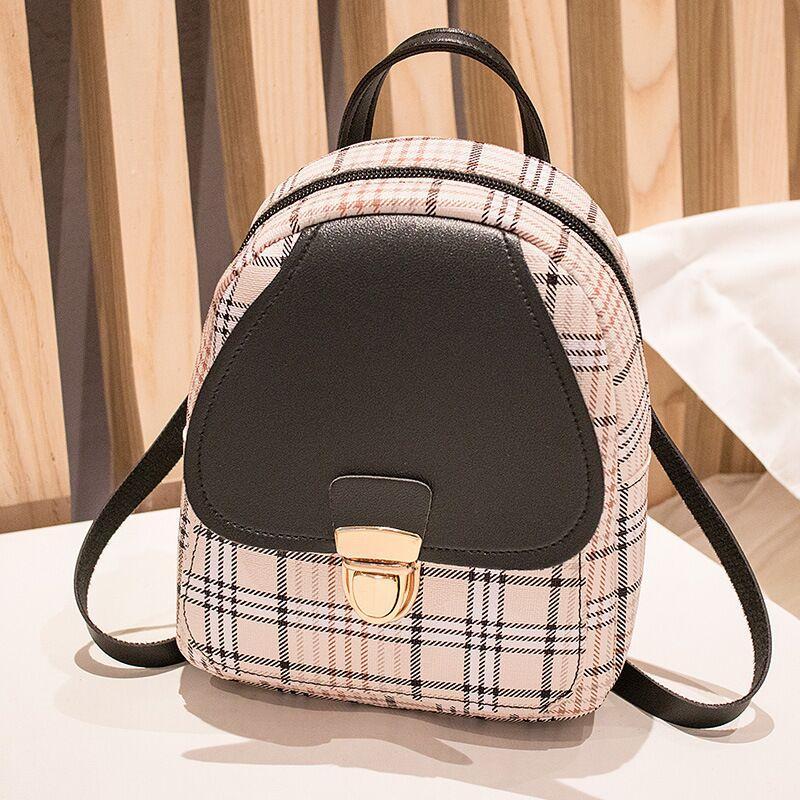 Ladies Check Lock Small Backpack One Shoulder Diagonal Handbag Coin Purse - 𝓢𝓱𝓸𝓹𝓵𝓮𝓬𝔂