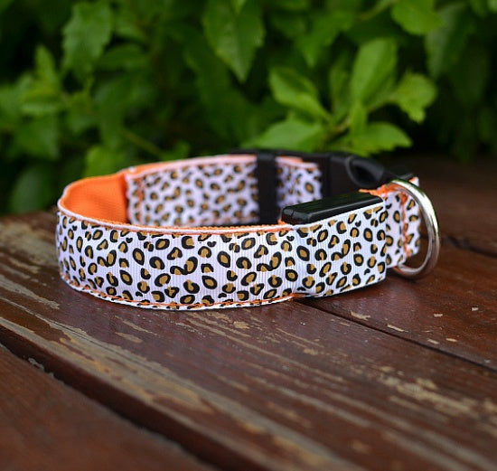 LED Dog Collar Safety Adjustable Nylon Leopard Pet Collar - 𝓢𝓱𝓸𝓹𝓵𝓮𝓬𝔂