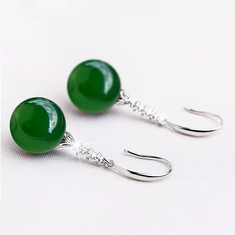 Elegant Silvering Earrings Female Chalcedony Green Agate - 𝓢𝓱𝓸𝓹𝓵𝓮𝓬𝔂