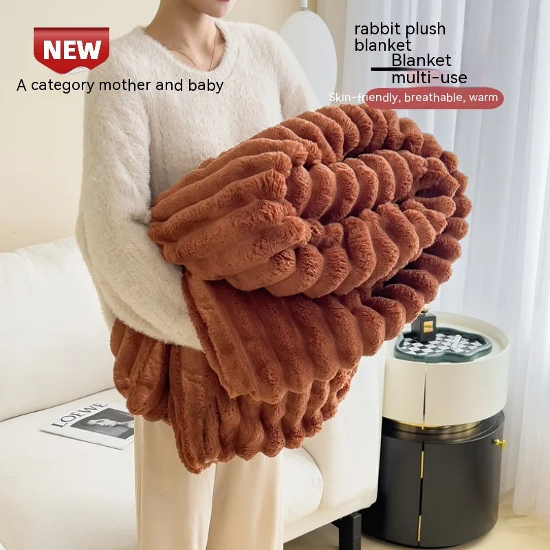 Soft Wind Bubble Velvet Blanket Warm Solid Rabbit Fur Blankets Double-sided Thickening Cover Throw Warm Fur Blanket - 𝓢𝓱𝓸𝓹𝓵𝓮𝓬𝔂