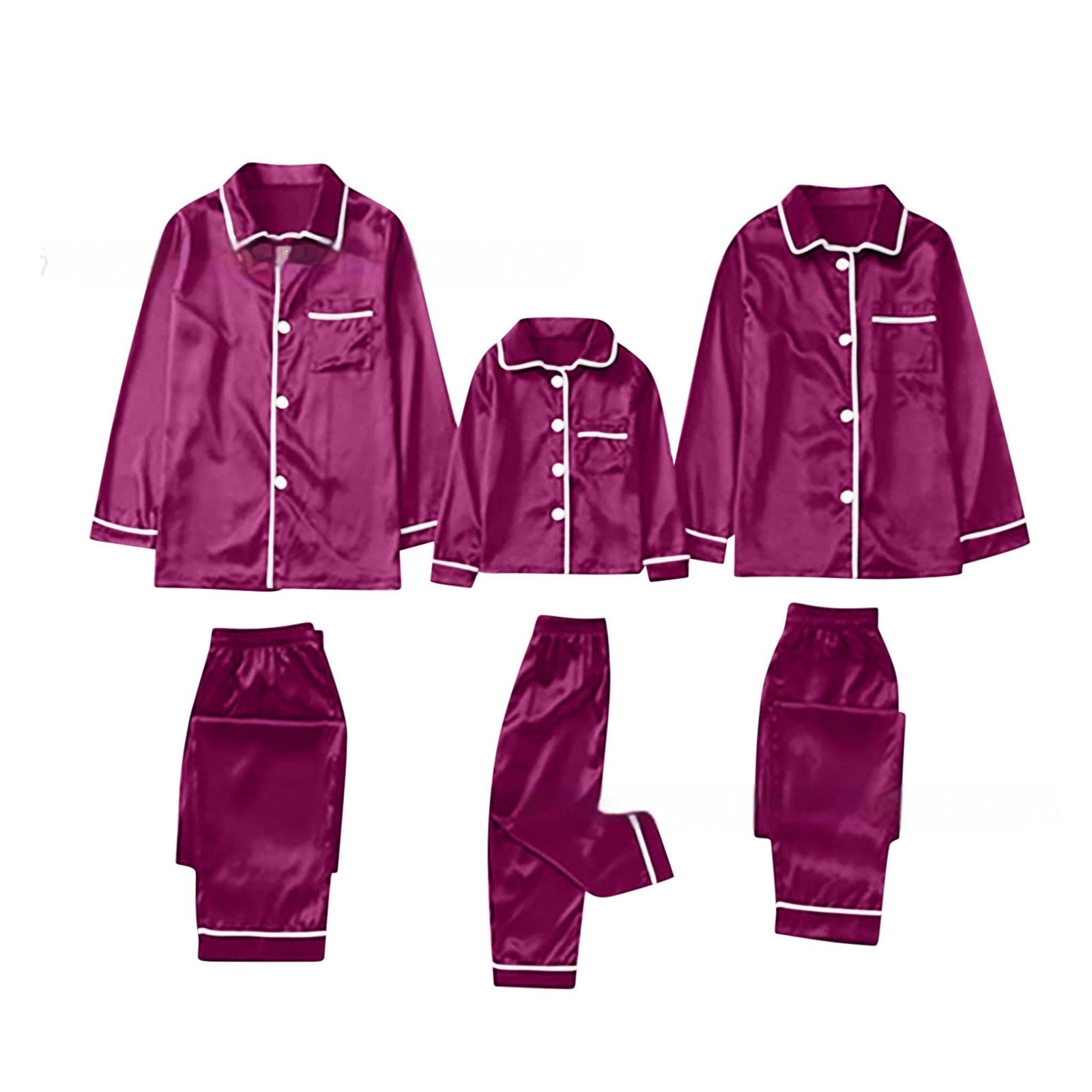 Children's Long-sleeved Parent-child Ice Silk Pajamas Suit - 𝓢𝓱𝓸𝓹𝓵𝓮𝓬𝔂