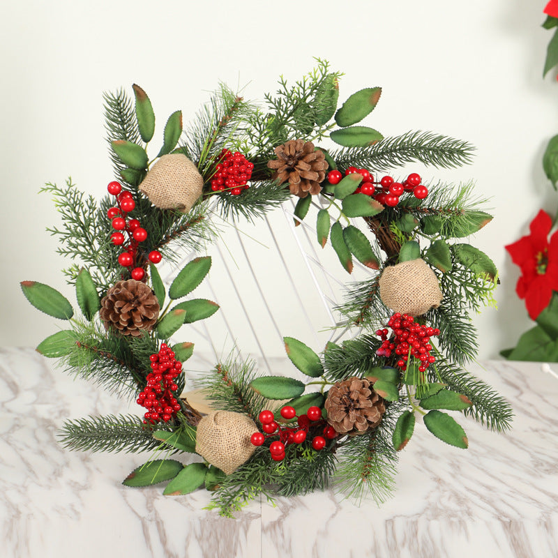 Christmas Wreath Clover Wreath Natural Pine Decorative Christmas Garland with Frost - 𝓢𝓱𝓸𝓹𝓵𝓮𝓬𝔂