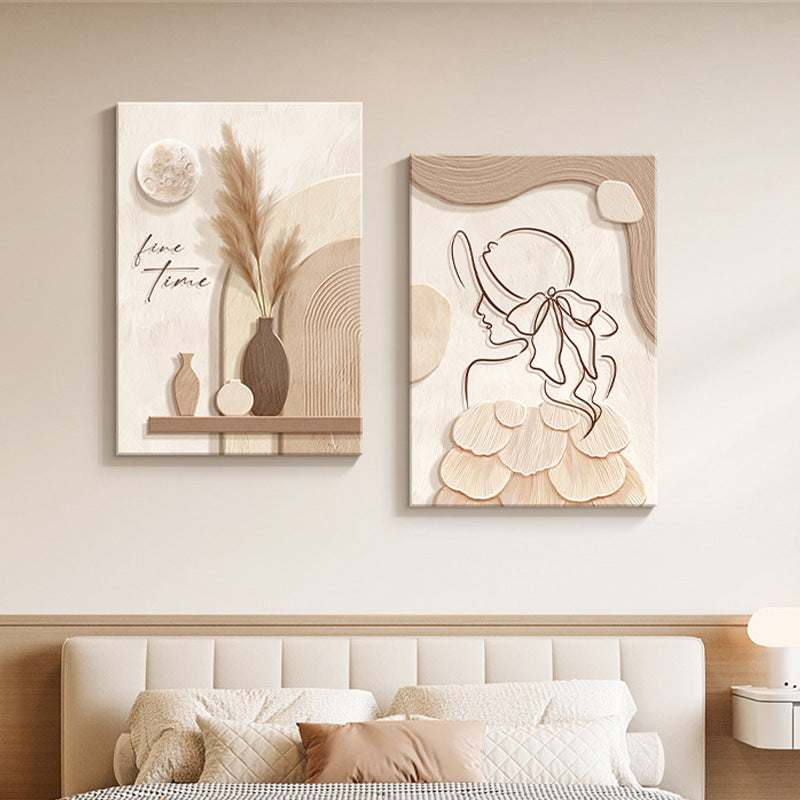 Decorative Painting Cream Style Abstract Line Character Mural - 𝓢𝓱𝓸𝓹𝓵𝓮𝓬𝔂