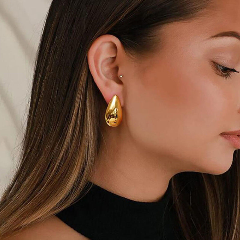 Metal Texture High-grade Earrings Golden Water Drop - 𝓢𝓱𝓸𝓹𝓵𝓮𝓬𝔂