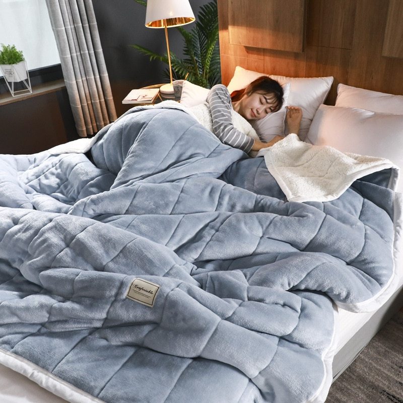 Fleece Blankets And Throws Thick Warm Winter Blankets Home Super Soft Duvet Luxury Solid Blankets On Twin Bedding - 𝓢𝓱𝓸𝓹𝓵𝓮𝓬𝔂