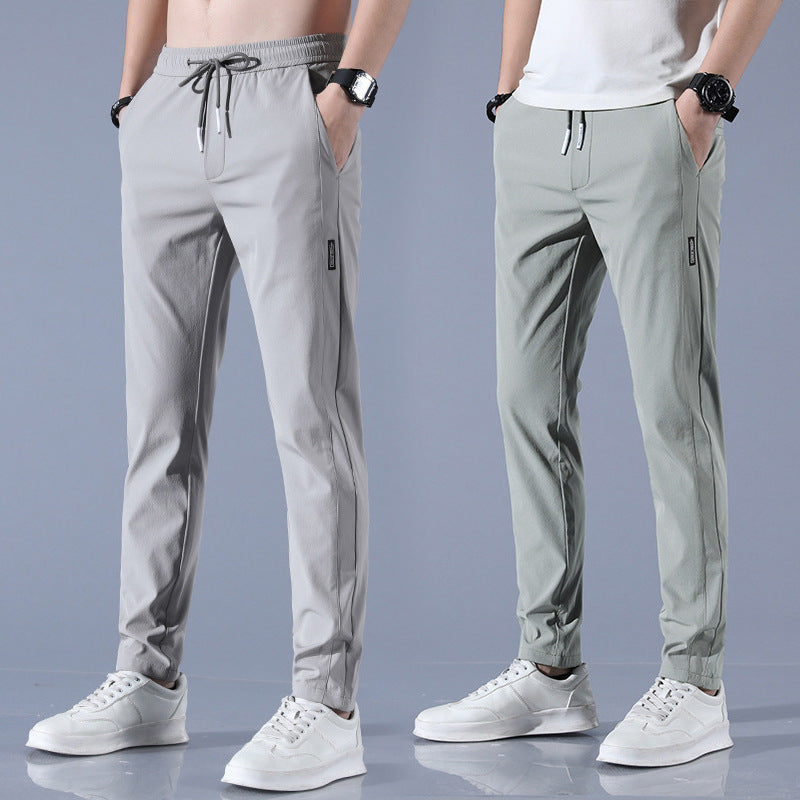 Summer Ice Silk Pants Men's Thin Business Casual Pants Stretch Breathable Straight-leg Tracksuit Pants - 𝓢𝓱𝓸𝓹𝓵𝓮𝓬𝔂