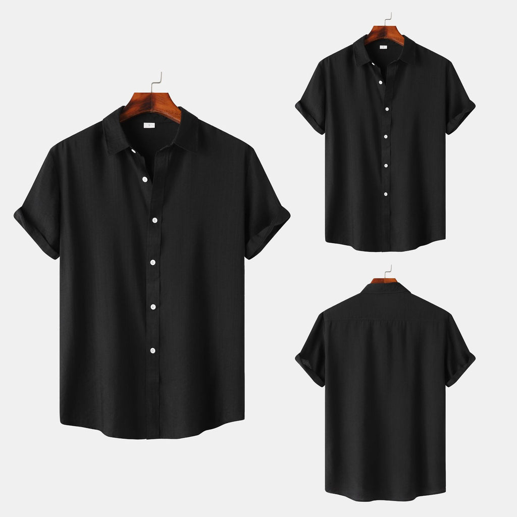 Teenagers Solid Color Short-sleeved Lapel Shirt Top - 𝓢𝓱𝓸𝓹𝓵𝓮𝓬𝔂