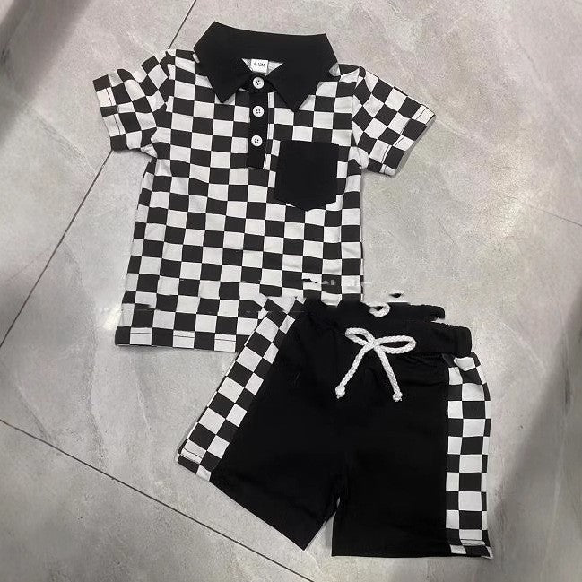 Boys' Checkered Lapel Shorts Suit - 𝓢𝓱𝓸𝓹𝓵𝓮𝓬𝔂