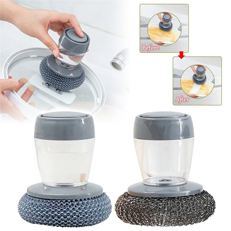 Kitchen Soap Dispensing Palm Brush Cleaner Push-type Brush Kitchen Detergent Tools - 𝓢𝓱𝓸𝓹𝓵𝓮𝓬𝔂