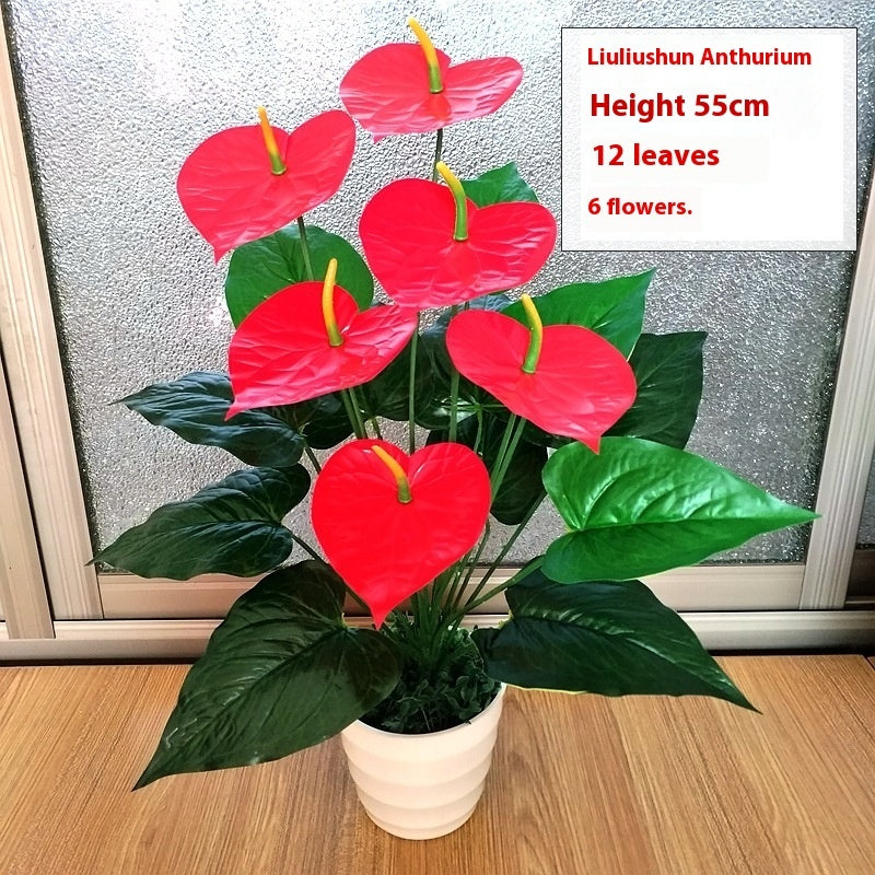 Artificial Green Plant 18 Head Anthurium Andraeanum Lind Flower Plastic Fake Flower Decorative Basin - 𝓢𝓱𝓸𝓹𝓵𝓮𝓬𝔂