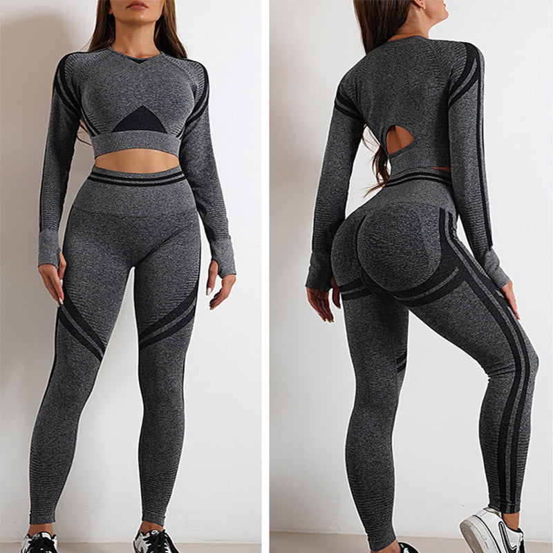 Seamless Yoga Pants Sports Gym Fitness Leggings Or Long Sleeve Tops Outfits Butt Lifting Slim Workout Sportswear Clothing - 𝓢𝓱𝓸𝓹𝓵𝓮𝓬𝔂