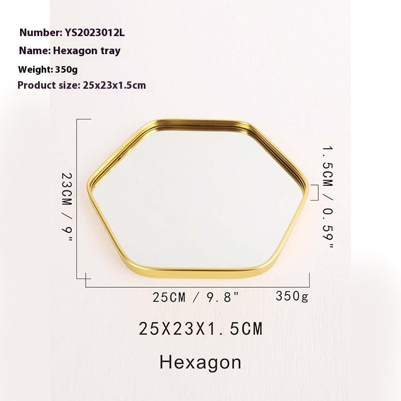 Metallic Glass Mirror Tray Jewelry And Cosmetics Storage Tray - 𝓢𝓱𝓸𝓹𝓵𝓮𝓬𝔂