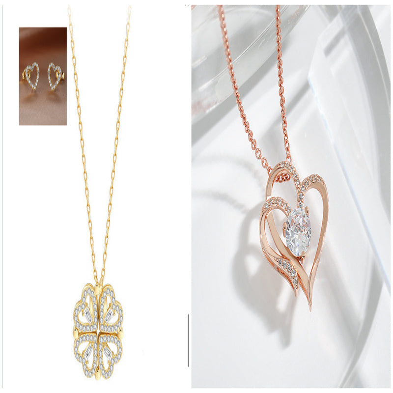 Explosive Style Detachable Deformed Four-leaf Clover Necklace For Women A Multi-wearing Zircon Small Love Short Clavicle Chain - 𝓢𝓱𝓸𝓹𝓵𝓮𝓬𝔂