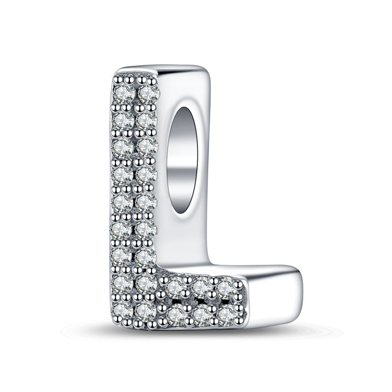 Twenty-six Letter Beads White Copper Silver Plated Beaded Braceletnecklace Ornament - 𝓢𝓱𝓸𝓹𝓵𝓮𝓬𝔂