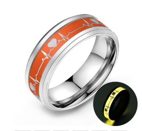 ECG Couple Carbon Fiber Ring Luminous Jewelry - 𝓢𝓱𝓸𝓹𝓵𝓮𝓬𝔂