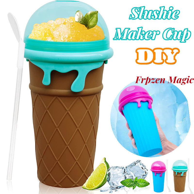 500ml Large Capacity Slushy Cup Summer Squeeze Homemade Juice Water Bottle Quick-Frozen Smoothie Sand Cup Pinch Fast Cooling Magic Ice Cream Slushy Maker Beker Kitchen Gadgets - 𝓢𝓱𝓸𝓹𝓵𝓮𝓬𝔂