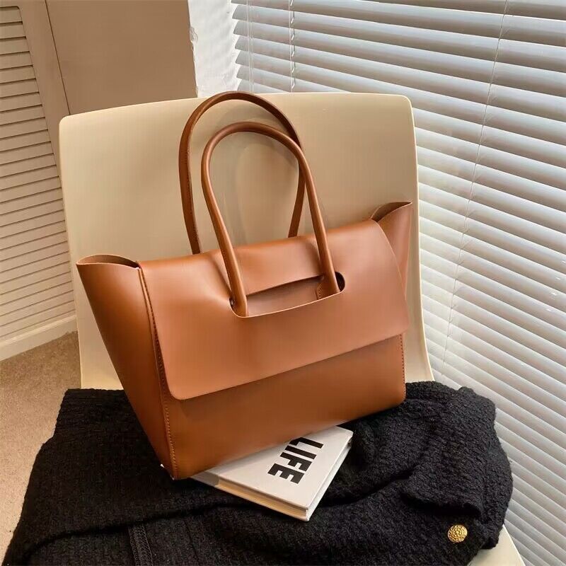 Fashion Women Shoulder Bags Large Capacity Handbags Simple Retro Tote Bags Solid Color Famous Brand High Quality Bags - 𝓢𝓱𝓸𝓹𝓵𝓮𝓬𝔂