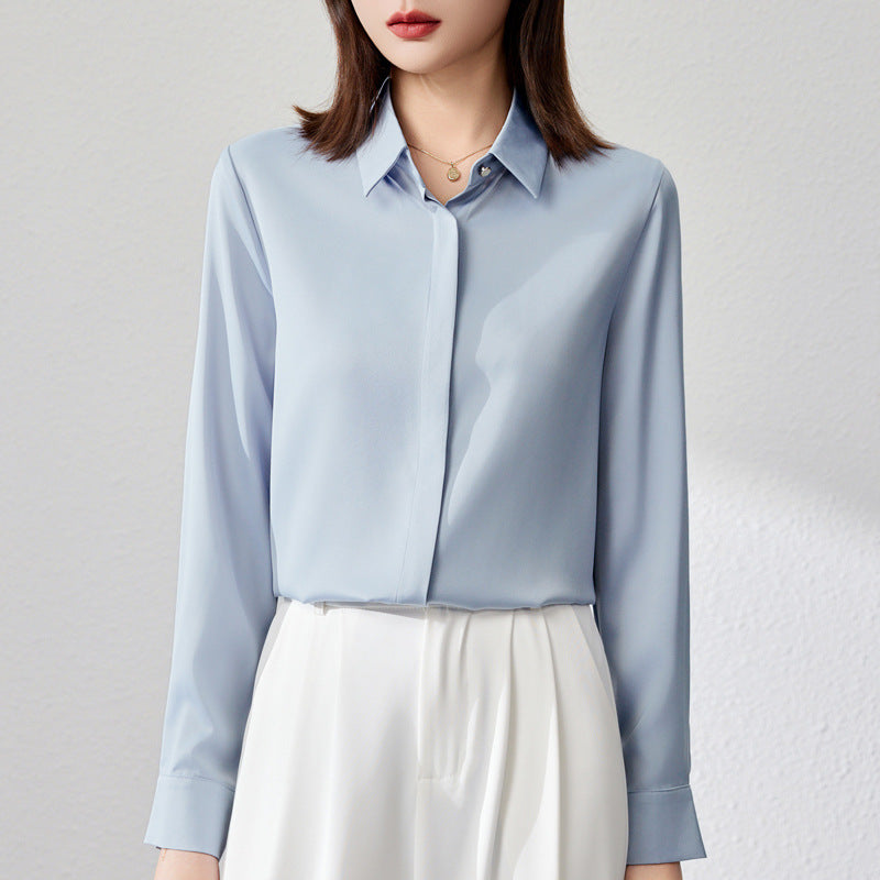 Graceful Satin Top OL Business Clothing Shirt For Women - 𝓢𝓱𝓸𝓹𝓵𝓮𝓬𝔂