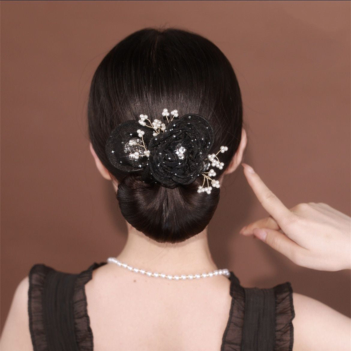 Starry Sky Flower Style Updo Topknot Hair Clip Black Exquisite Headdress - 𝓢𝓱𝓸𝓹𝓵𝓮𝓬𝔂