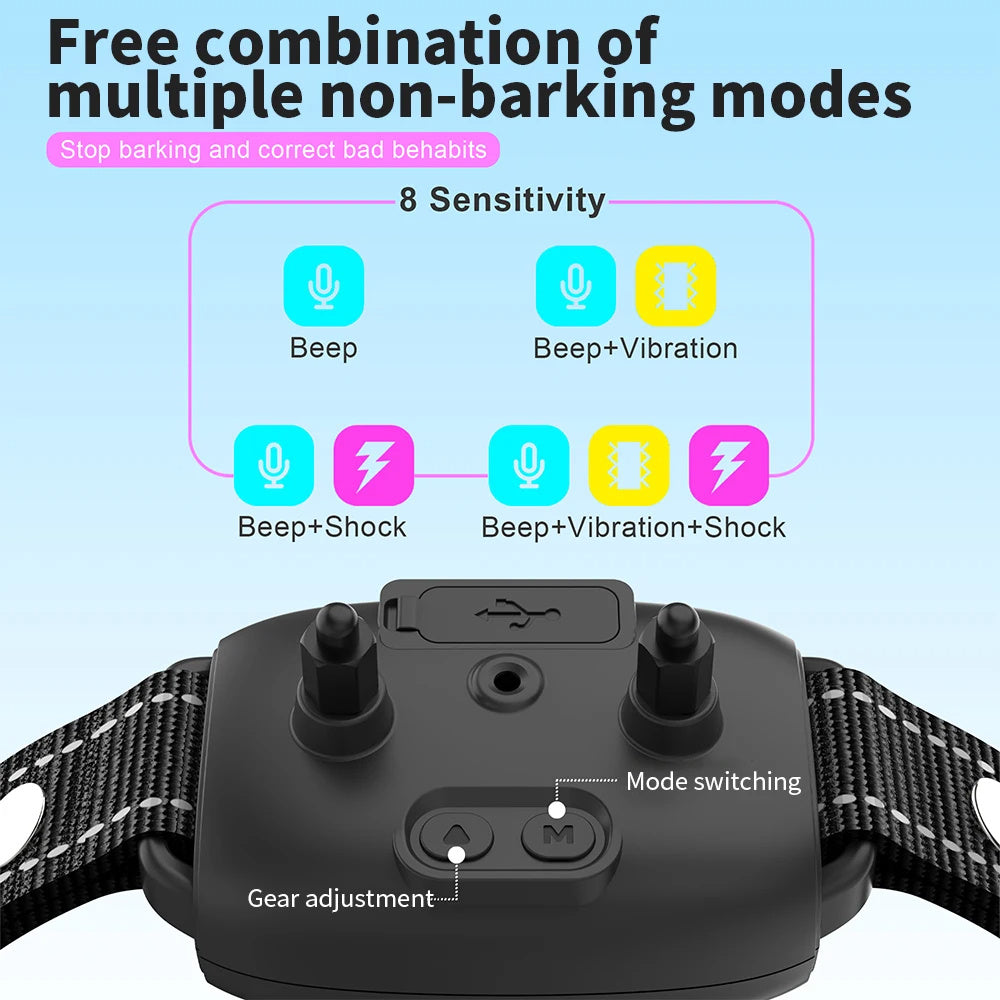 Smart Automatic Anti Barking Dog Collar Rechargeable Bark Stopper Stop Barking HD Digital Display IP67 Waterproof Collar For Dogs Pet Products - 𝓢𝓱𝓸𝓹𝓵𝓮𝓬𝔂