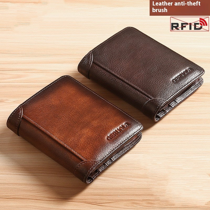 Genuine Leather Anti-theft Swiping Ultra-thin Cheng E Wallet - 𝓢𝓱𝓸𝓹𝓵𝓮𝓬𝔂