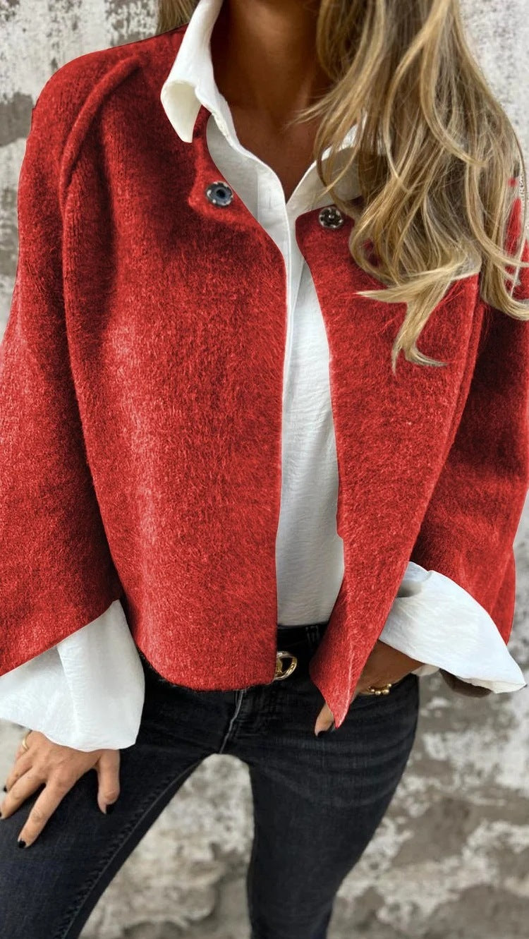 Women's Batwing Sleeve Cardigan Autumn And Winter Loose Short Cashmere Long Sleeve Coat - 𝓢𝓱𝓸𝓹𝓵𝓮𝓬𝔂