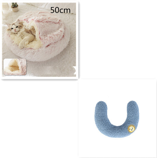 2 In 1 Dog And Cat Bed Pet Winter Bed Round Plush Warm Bed House Soft Long Plush Pets Bed Pet Products - 𝓢𝓱𝓸𝓹𝓵𝓮𝓬𝔂
