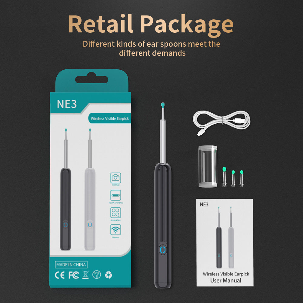 NE3 Ear Cleaner Otoscope Ear Wax Removal Tool With Camera LED Light Wireless Ear Endoscope Ear Cleaning Kit For I-phone - 𝓢𝓱𝓸𝓹𝓵𝓮𝓬𝔂